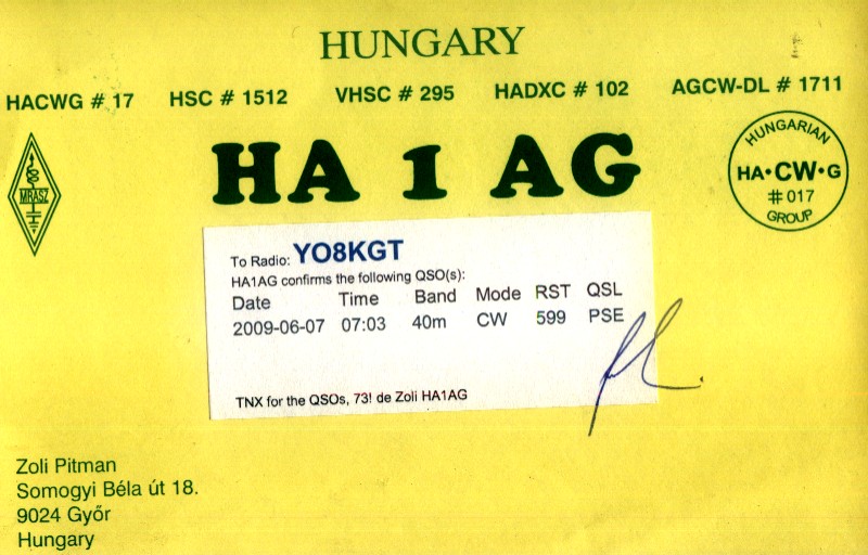 Ungaria HA1AG